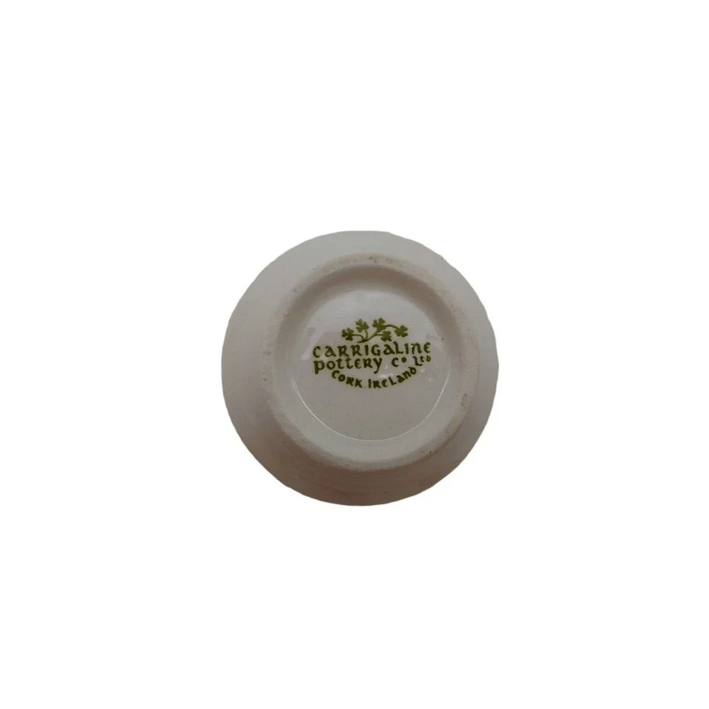 Vintage Carrigaline Pottery Irish Shamrock Cup Shot Glass Cork Ireland Gold